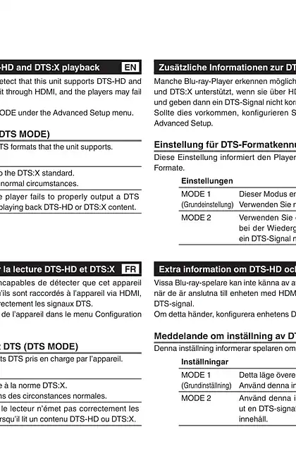 yamaha雅马哈Additional information about DTS-HD and DTS_X playback
